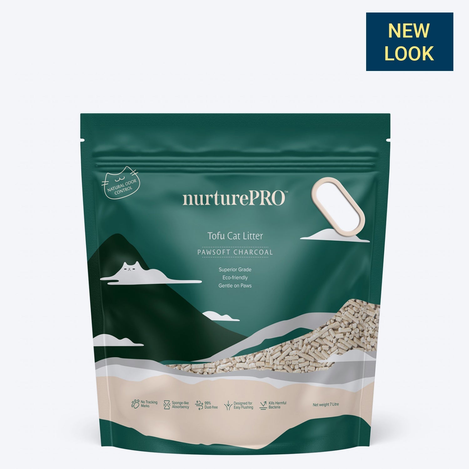 Nurture Pro Tofu Cat Litter (Flushable & Lasts 4 Weeks) - Charcoal - 2.75 kg - Heads Up For Tails