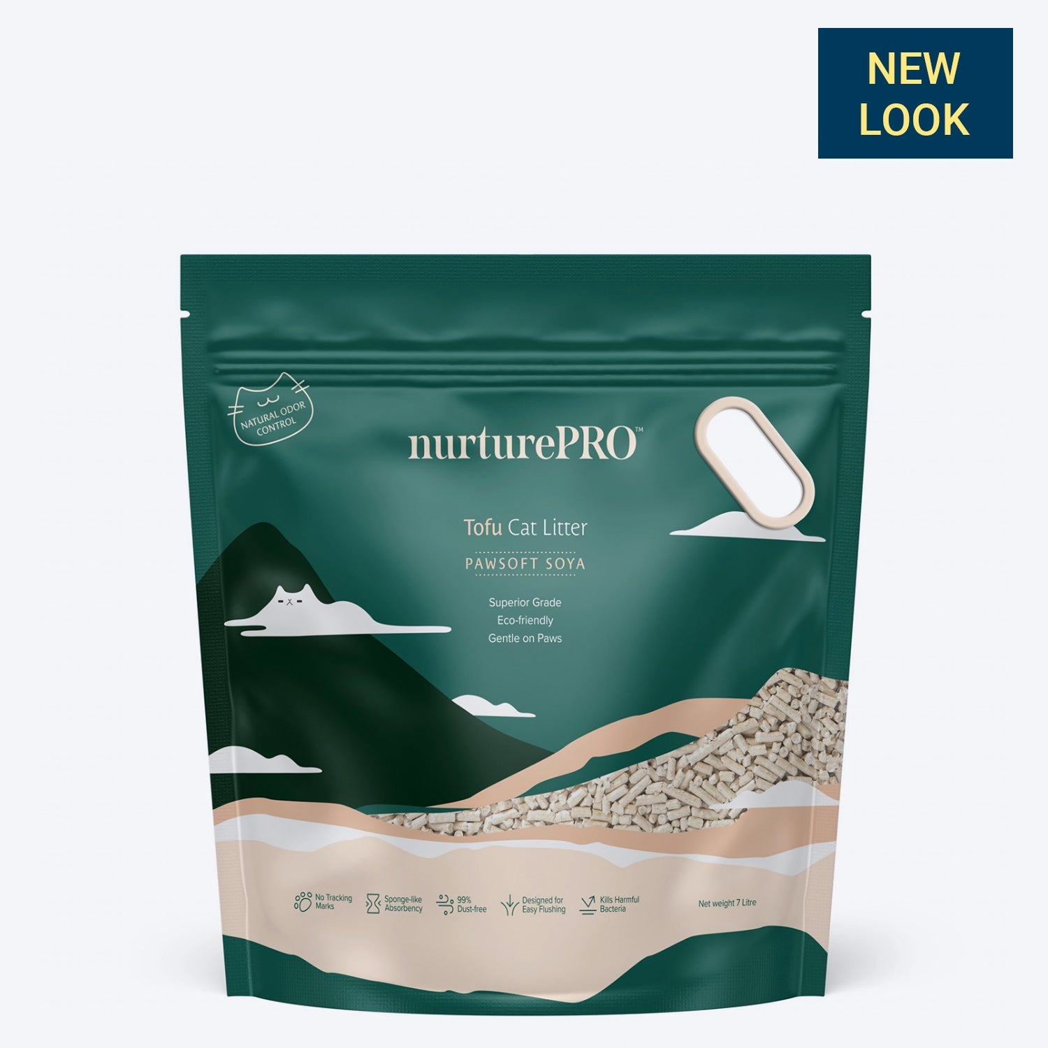 Nurture Pro Tofu Cat Litter Soya (Flushable & Lasts 4 Weeks) - 2.75 kg - Heads Up For Tails