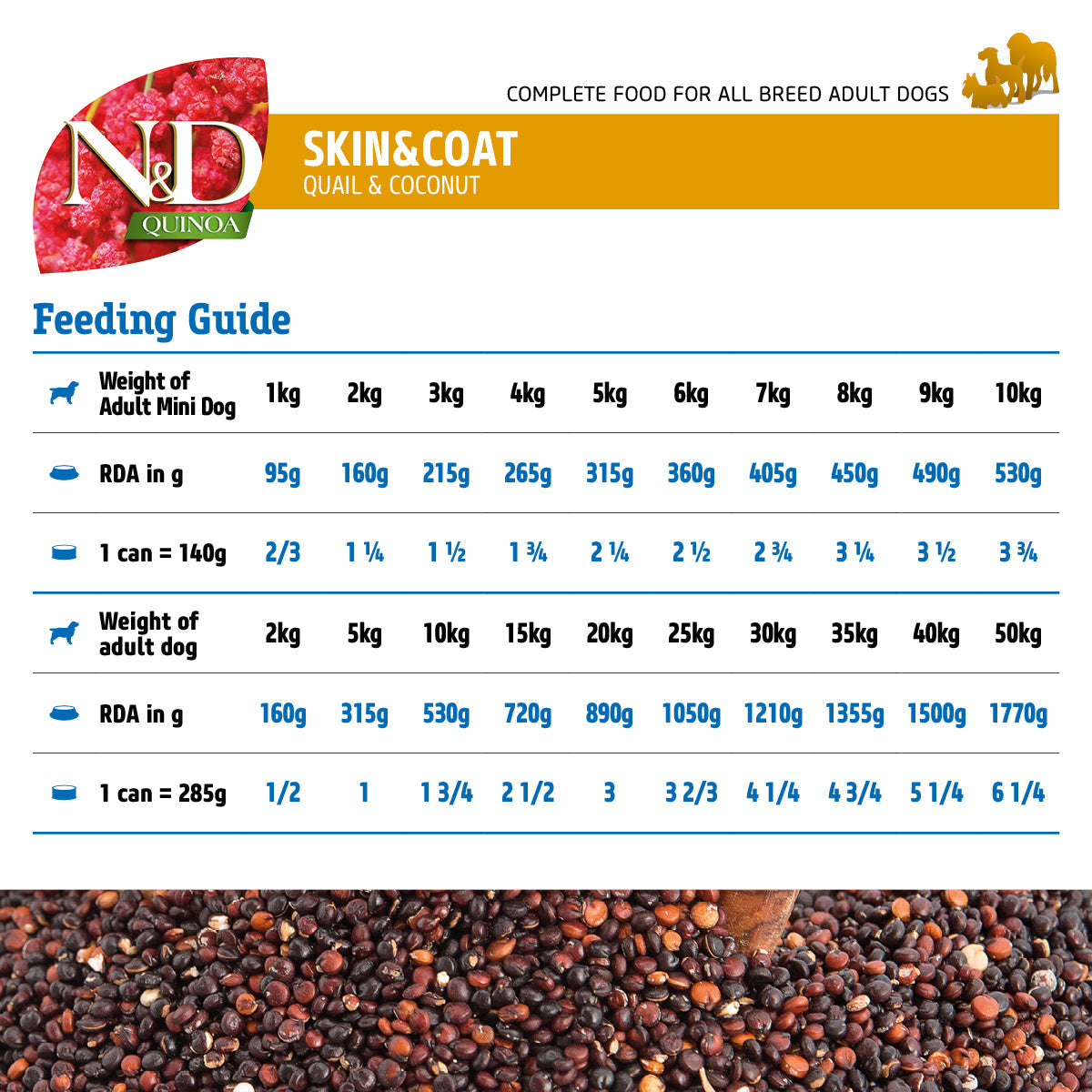 Farmina N&D Quinoa (Skin & Coat) Quail & Coconut Mini Breed Adult Wet Dog Food - 140 g - Heads Up For Tails