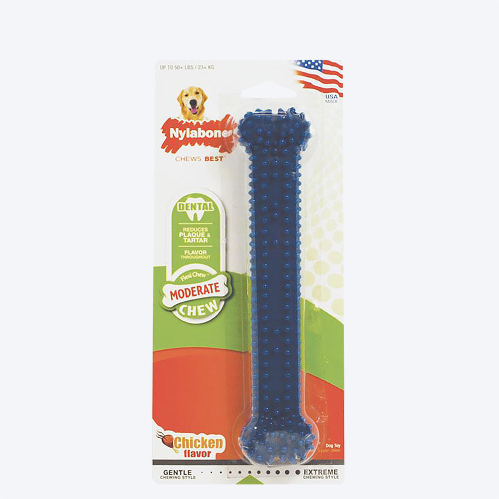 Nylabone Moderate Chew Textured Dental Dog Chew Toy - Heads Up For Tails