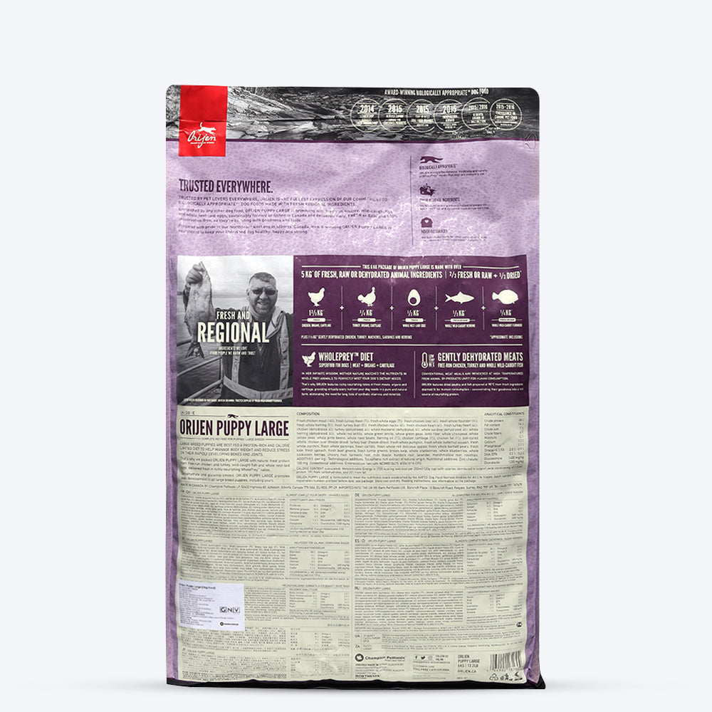 Orijen Grain Free Large Breed Dry Puppy Food - Heads Up For Tails
