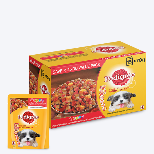 Pedigree Chicken & Liver Chunks in Gravy with Vegetables Wet Puppy Food - Heads Up For Tails