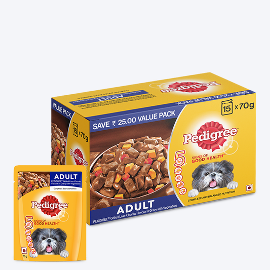 Pedigree Grilled Liver Chunks with Vegetables Gravy Adult Wet Dog Food - Heads Up For Tails