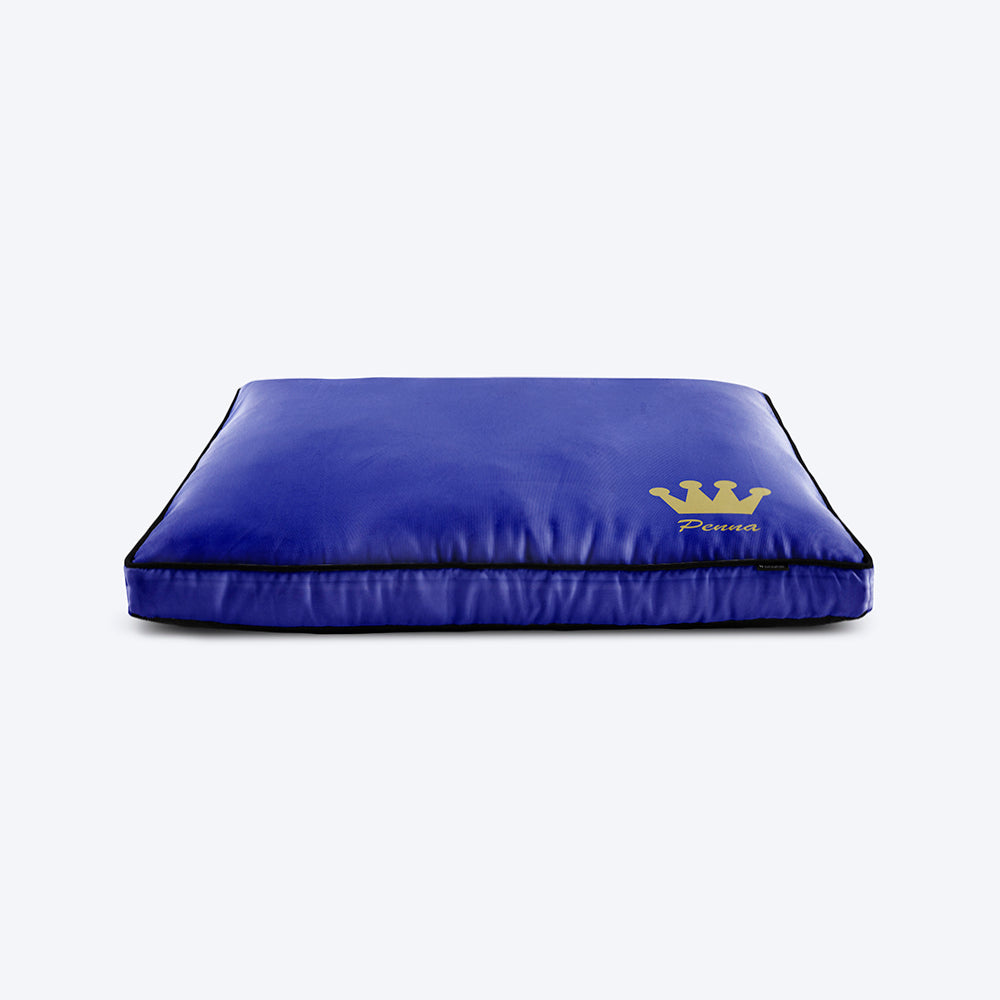 HUFT Blue Personalised Dog Bed with Crown - Heads Up For Tails