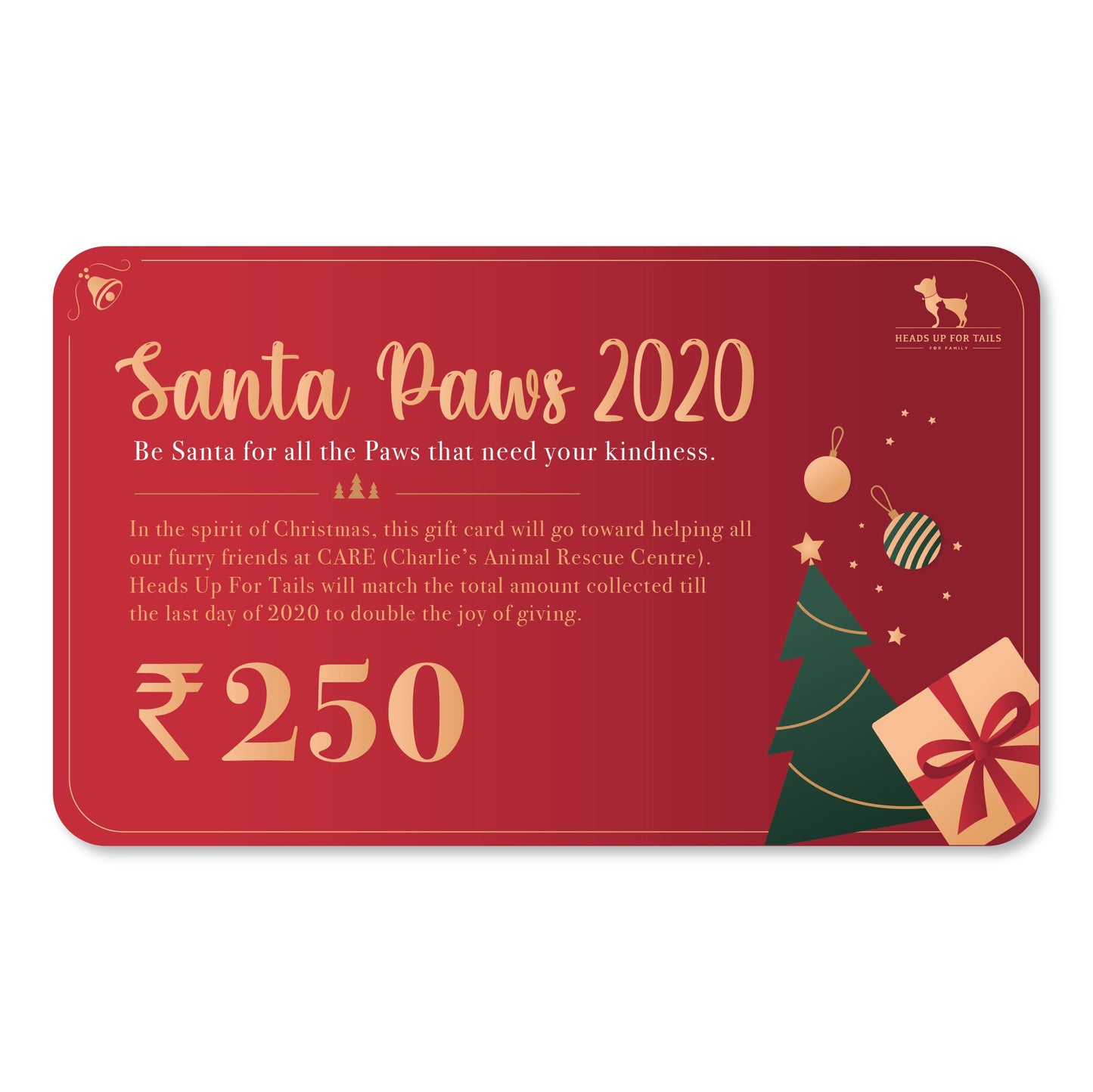 Santa Paws 2020 - Donation Gift Card - Heads Up For Tails