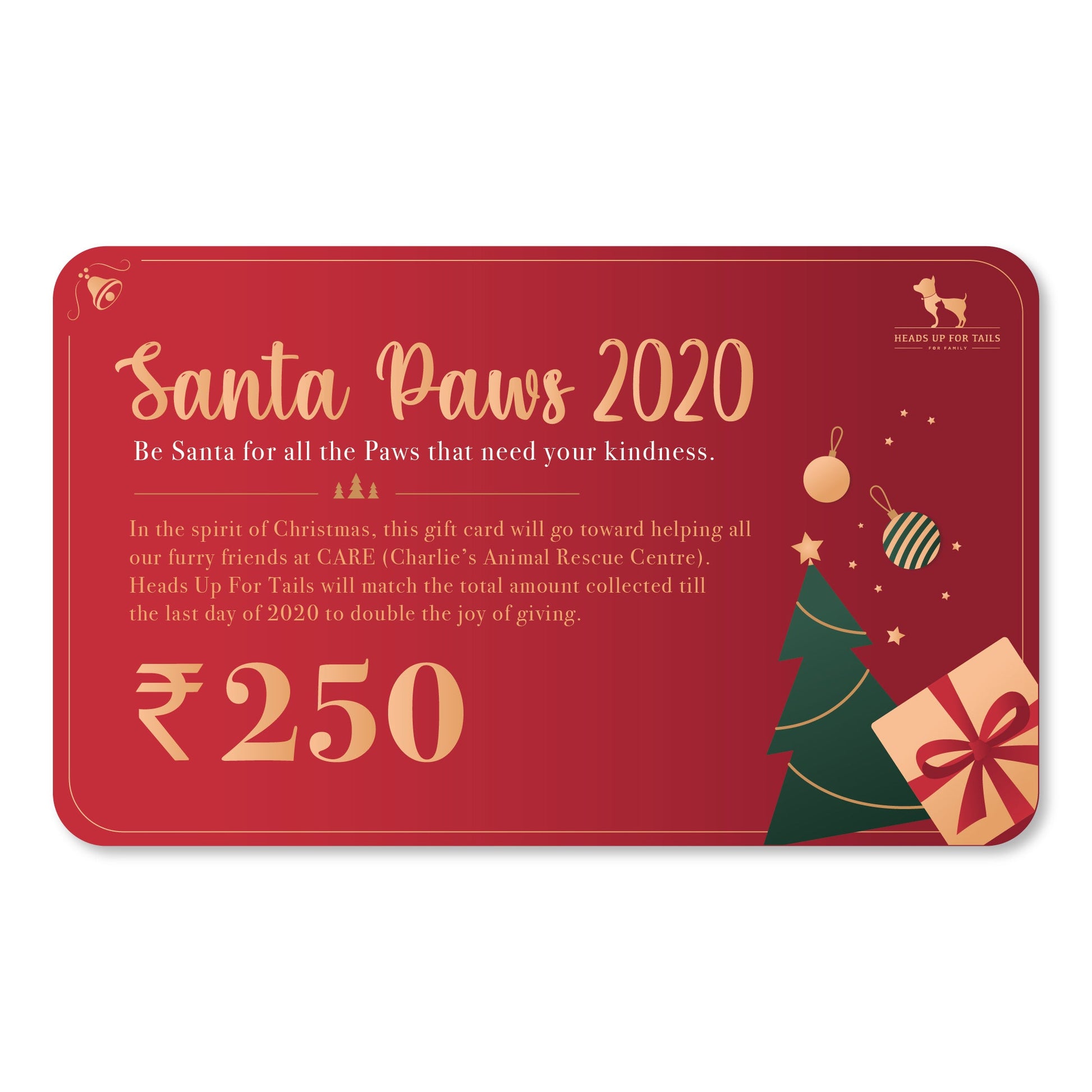 Santa Paws 2020 - Donation Gift Card - Heads Up For Tails
