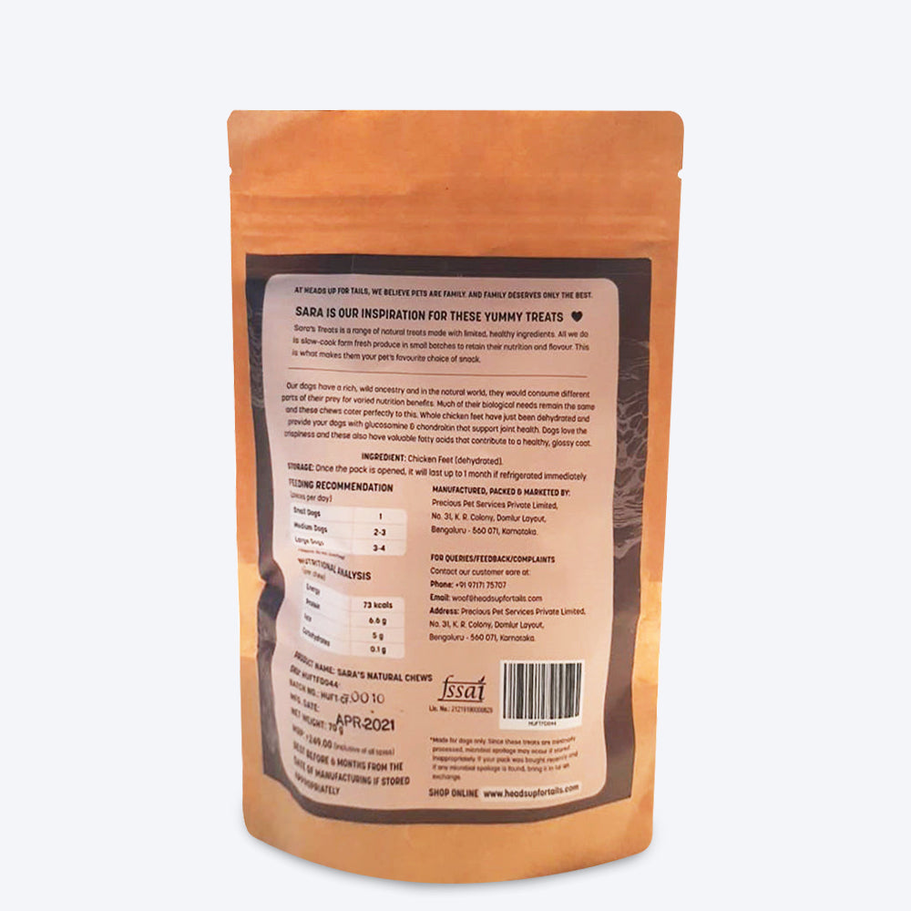 Sara's Dehydrated Chicken Feet - 70 g - Heads Up For Tails