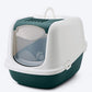 Savic Nestor Jumbo Cat Toilet - White and Nordic Green - 26 x 19 x 18 inch - Heads Up For Tails
