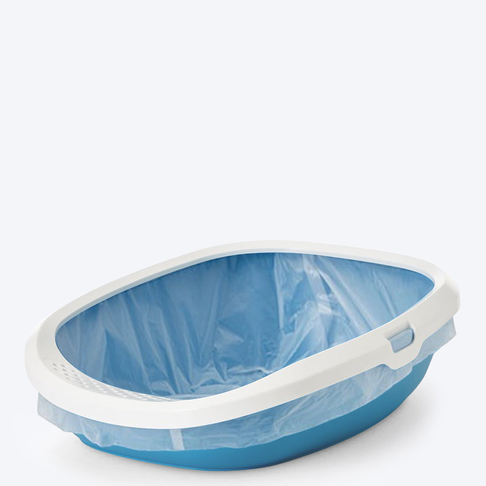 Savic Gizmo Cat Litter Tray with Rim - Blue - Heads Up For Tails