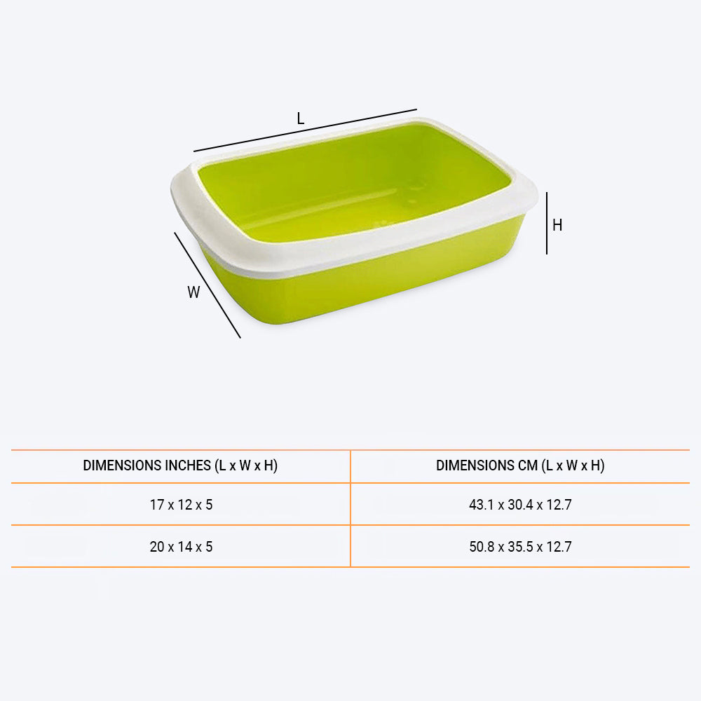 Savic IRIZ Cat Litter Tray with Rim - Lemon Green - Heads Up For Tails
