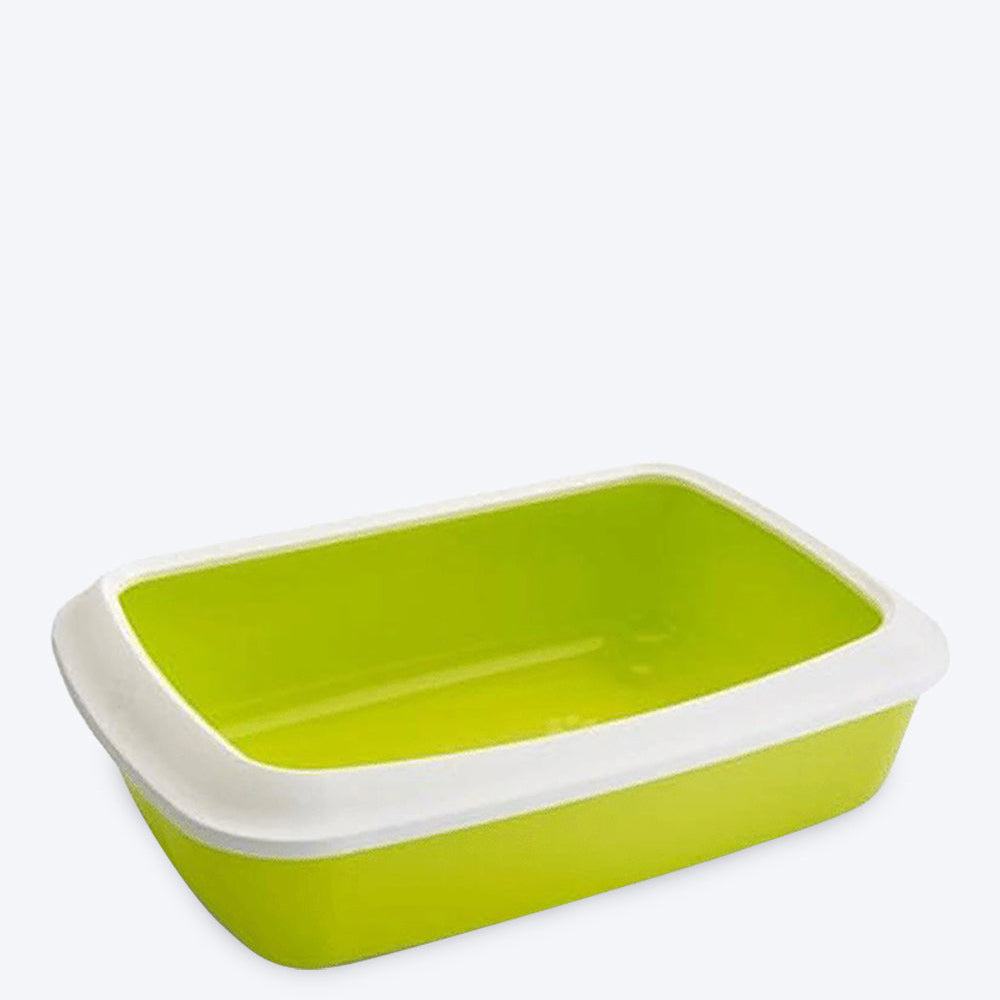 Savic IRIZ Cat Litter Tray with Rim - Lemon Green - Heads Up For Tails