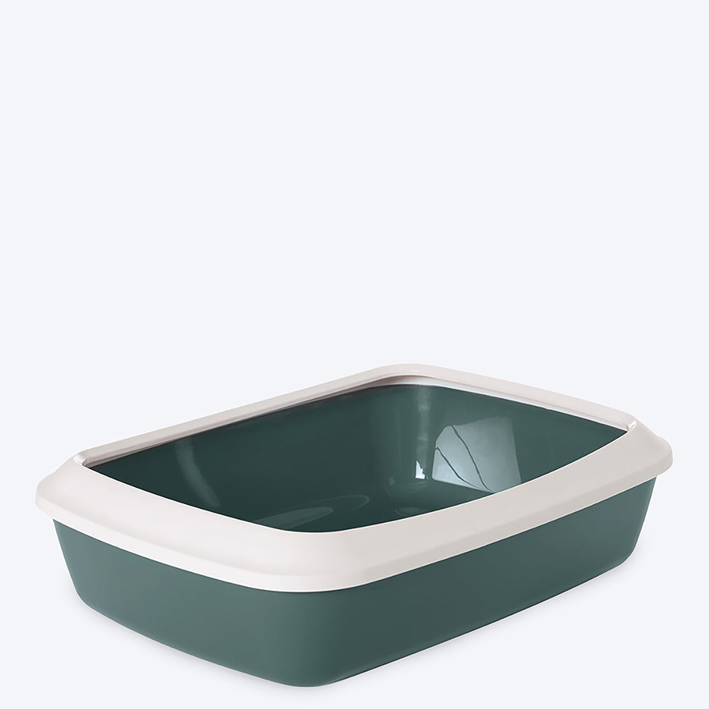 Savic Iriz Cat Litter Tray with Rim - Nordic Green -19.5 x 14.4 x 5.5 inch / - Heads Up For Tails