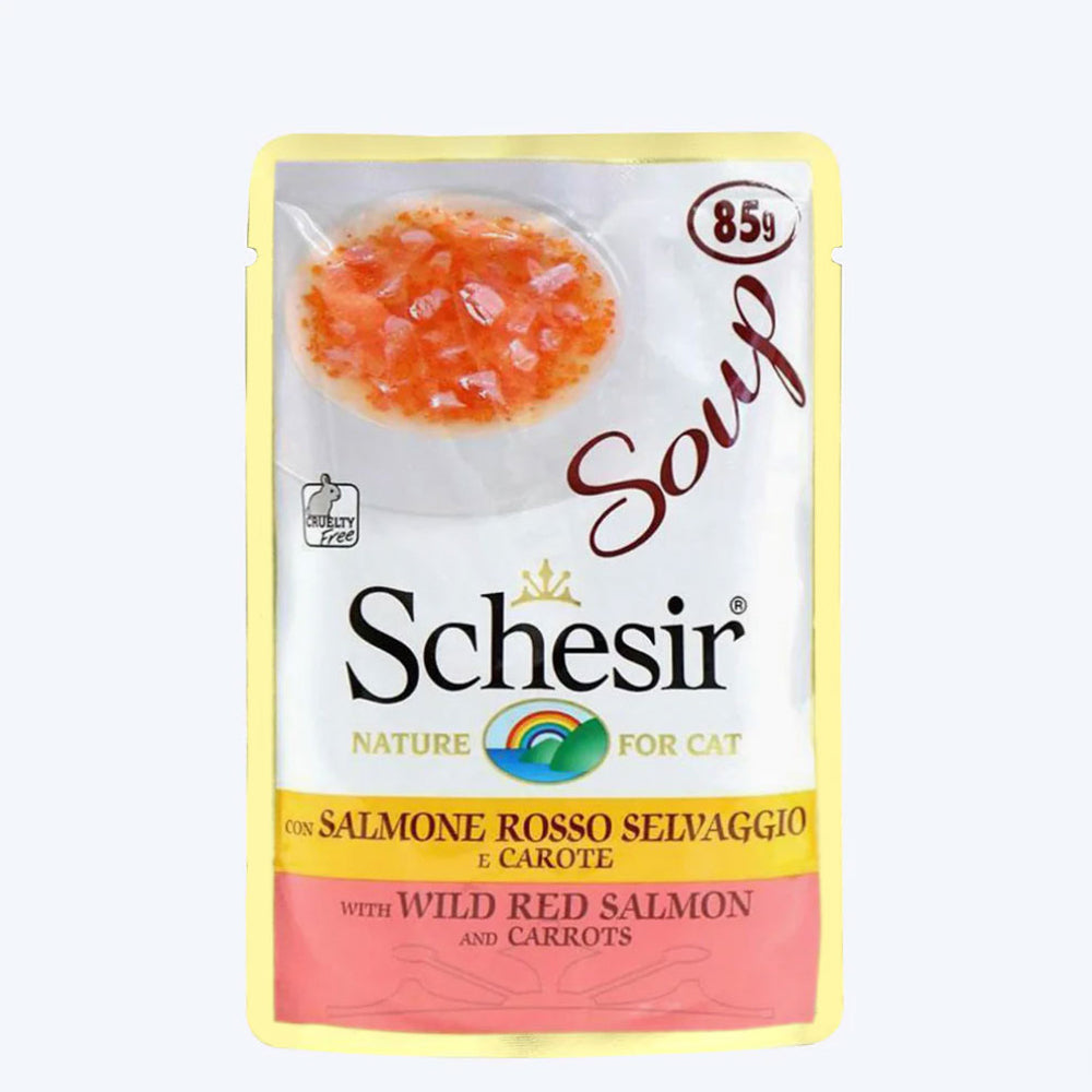 Schesir Wild Red Salmon and Carrots Soup Wet Cat Food - 85 g-1