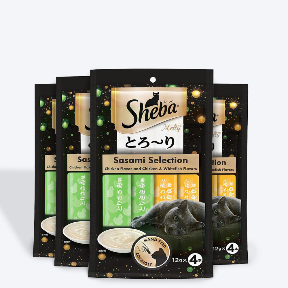 Sheba Melty Sasami Chicken Flavour Cat Treat - Pack of 4 X 48 g - Heads Up For Tails