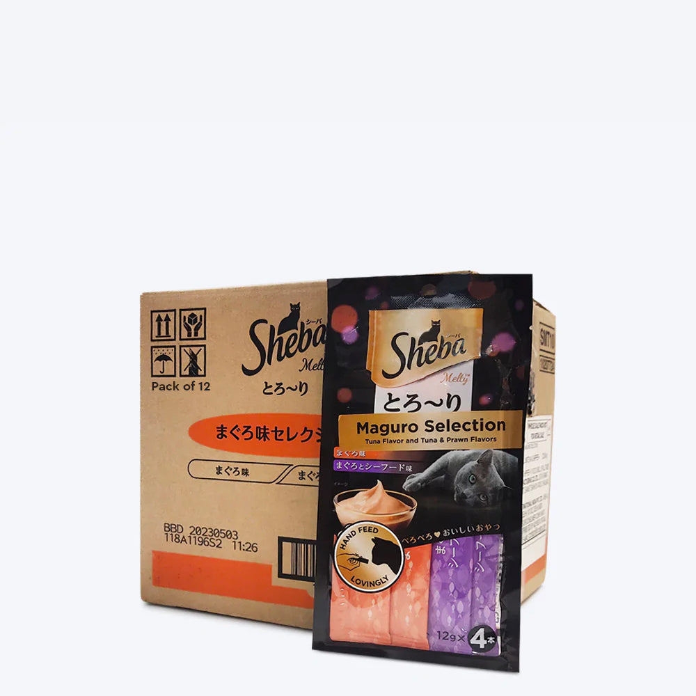 Sheba Melty Maguro Tuna & Seafood Flavour Cat Treat - Pack of 12 X 48 g - Heads Up For Tails