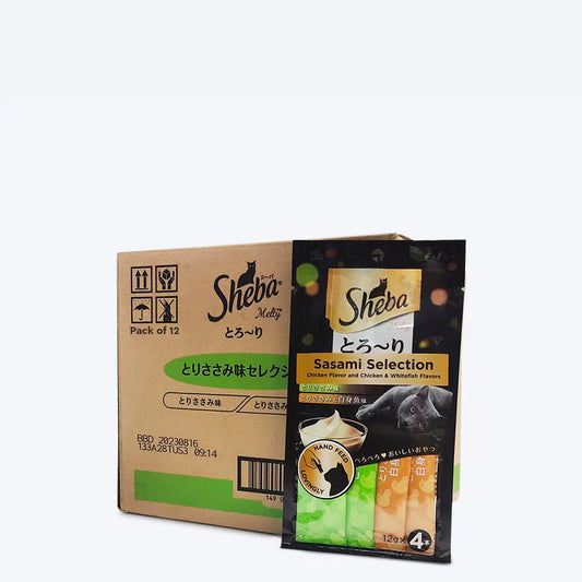 Sheba Melty Sasami Chicken Flavour Cat Treat - Pack of 12 X 48 g - Heads Up For Tails