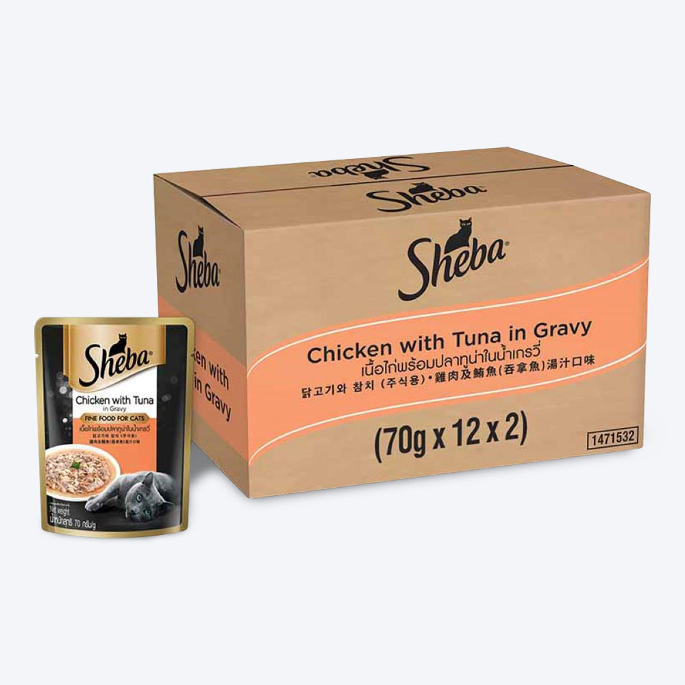 Sheba Rich Premium Chicken With Tuna In Gravy Adult Wet Cat FoodMultipack - Heads Up For Tails