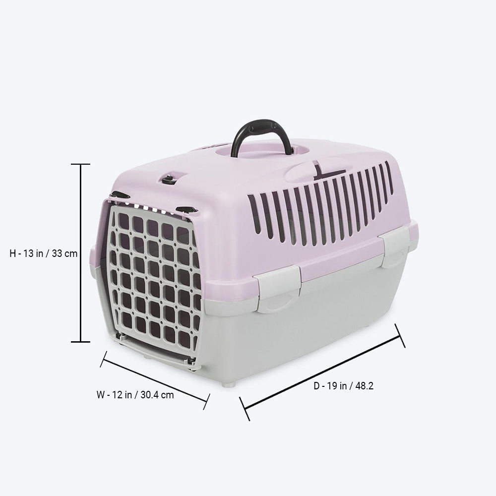Trixie Capri 1 Dog & Cat Transport Box - Light grey/Lilac - 13 X 12 X 19 inches - Holds up to 6 kg - Heads Up For Tails