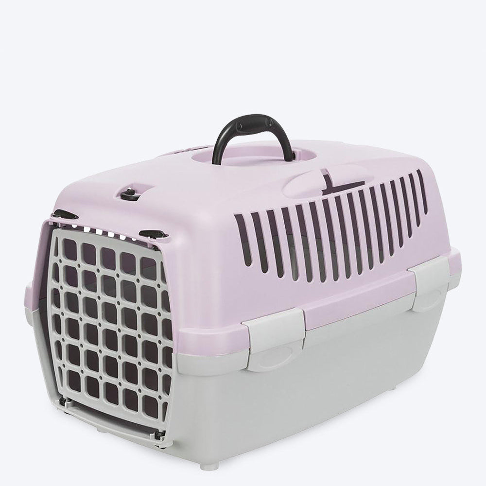 Trixie Capri 1 Dog & Cat Transport Box - Grey/Lilac - 19 X 13 X 12 inch - Holds up to 8 kg - Heads Up For Tails