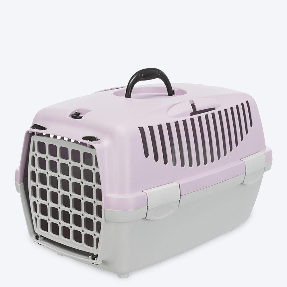 Trixie Capri 1 Dog & Cat Transport Box - Light grey/Lilac - 15 X 13 X 22 inches - Holds up to 6 kg - Heads Up For Tails