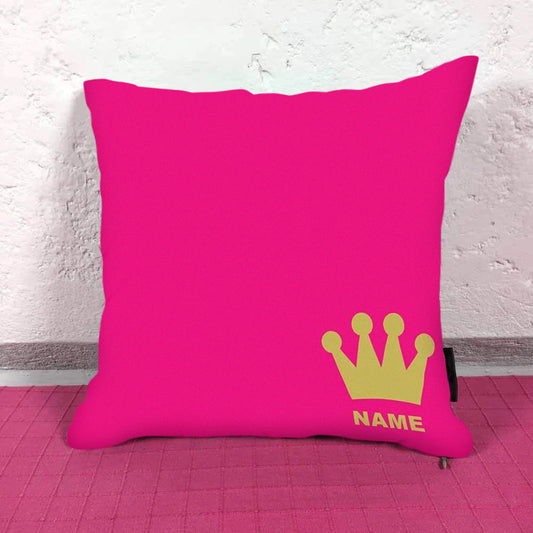 HUFT Pink Personalised Cushion with Crown-1