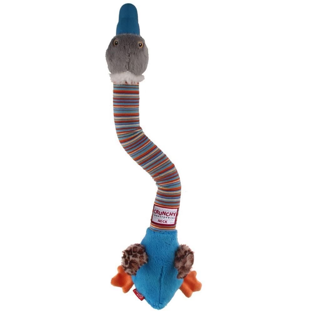 GiGwi Crunchy Neck Plush Friendz Dog Toy Duck (with Bone and Squeaker) Blue