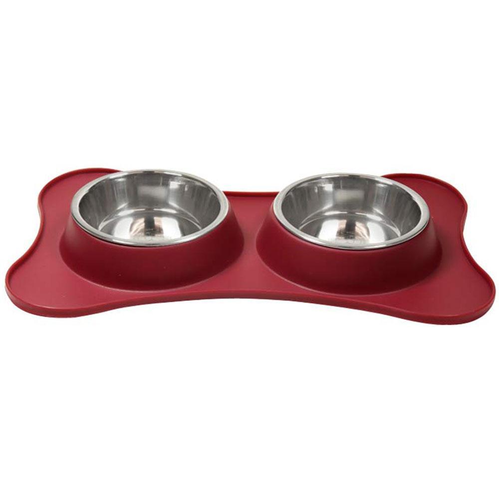 HUFT Non-Skid Dog Feeder with Removable Bowls - Red - Heads Up For Tails