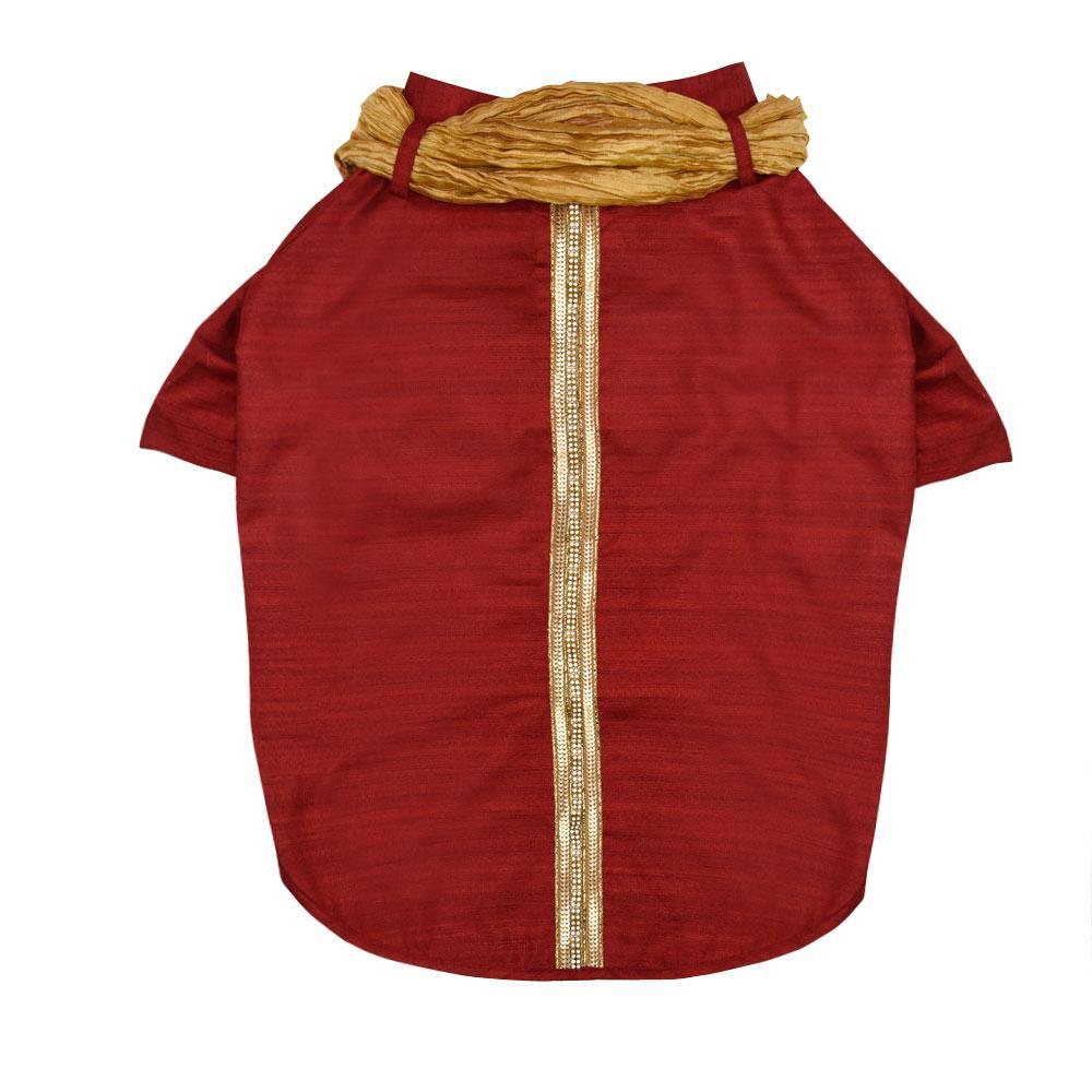 HUFT Personalised Red Kurta with Sequins and Dupatta4