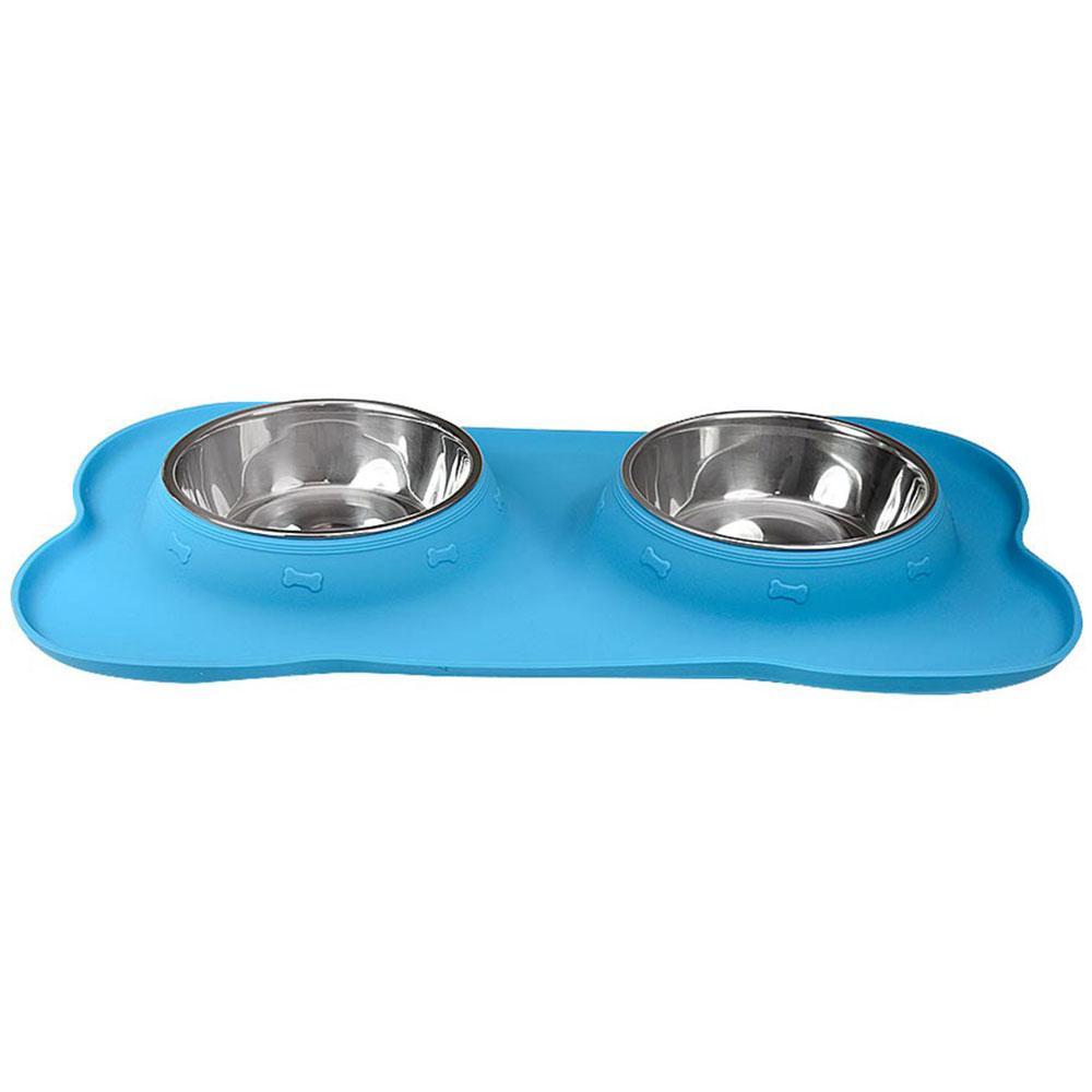 HUFT Non-Skid Dog Feeder with Removable Bowls - Blue - Heads Up For Tails