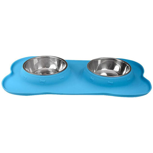HUFT Non-Skid Dog Feeder with Removable Bowls - Blue - Heads Up For Tails