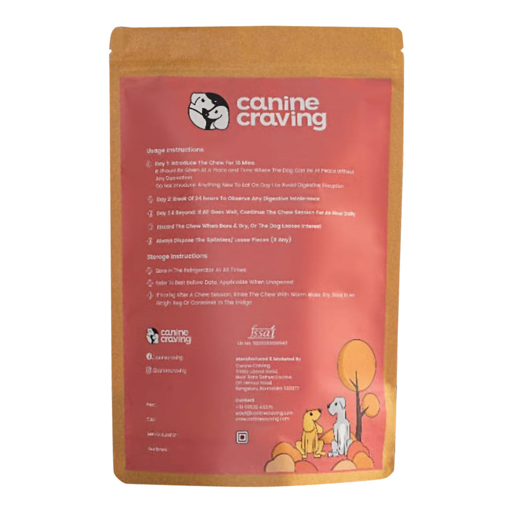 Canine Craving Dehydrated Pork Bone Chew - Meatless Pork Dog Treat - 1 Piece - Heads Up For Tails