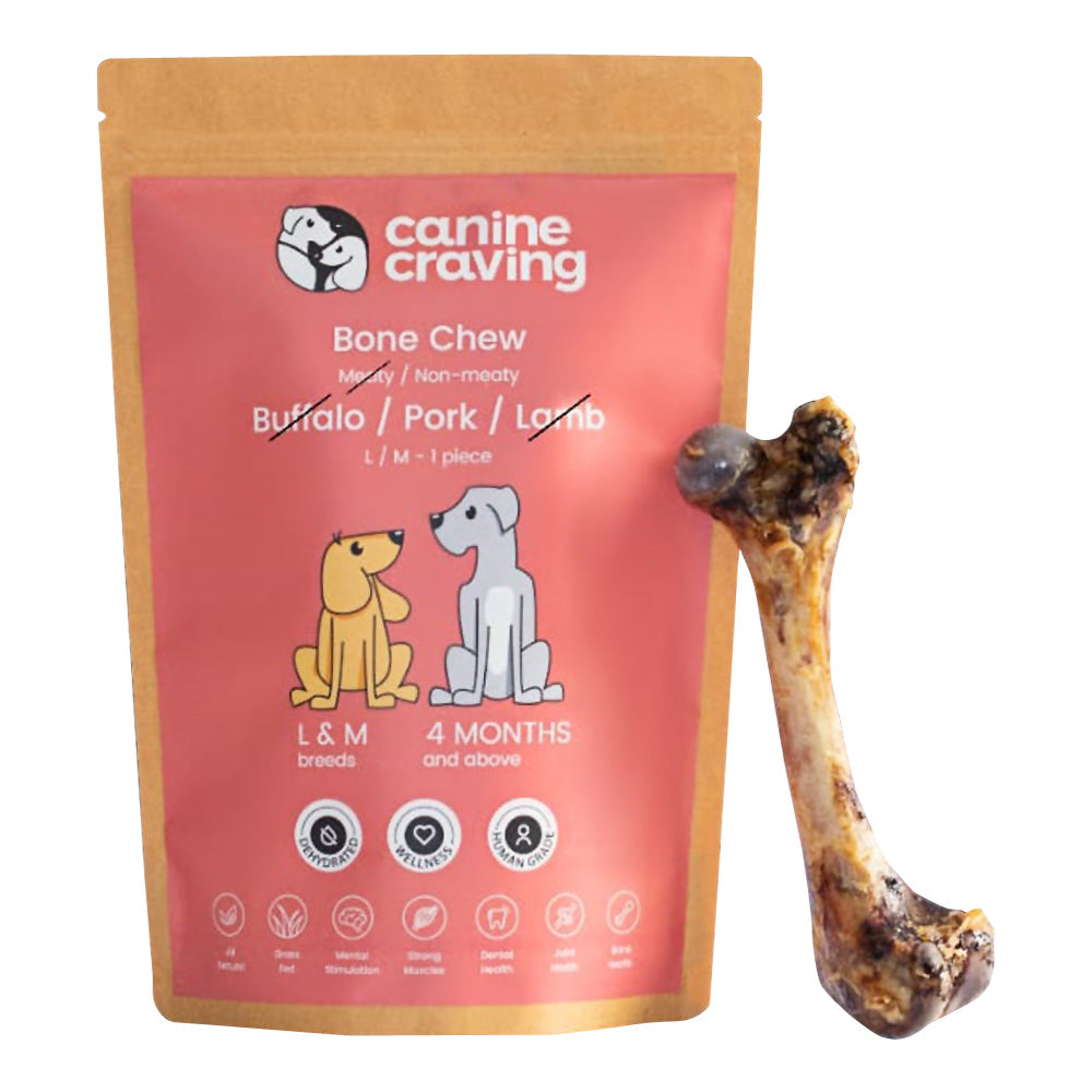Canine Craving Dehydrated Pork Bone Chew - Meatless Pork Dog Treat - 1 Piece - Heads Up For Tails