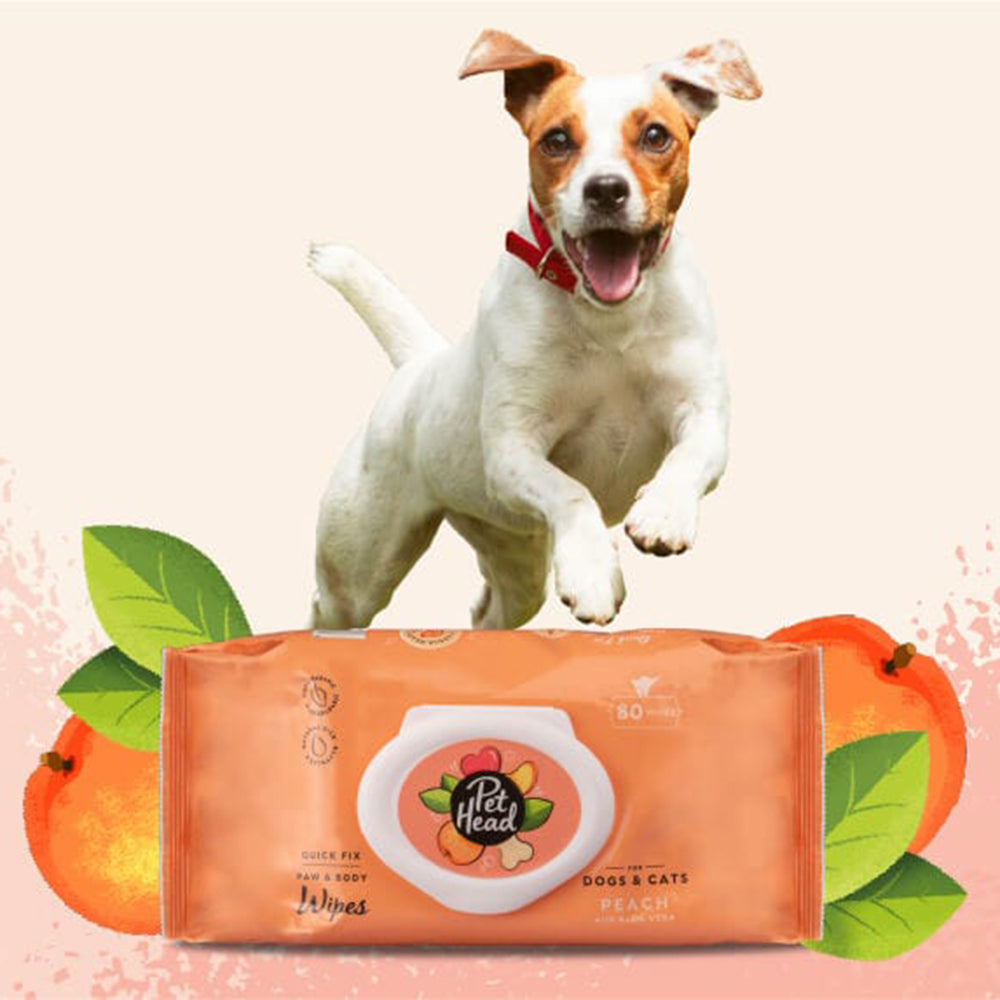 Pet Head Quick Fix Wipes for Dogs and Cats - 80 Pulls - Heads Up For Tails